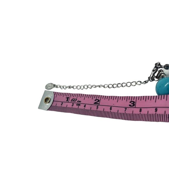 Robert Rose Choker Necklace Turquoise Blue Beaded Plastic Spring Ring Kawaii - Picture 9 of 16